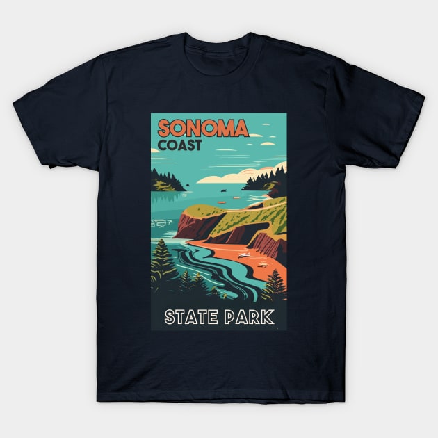 A Vintage Travel Art of the Sonoma Coast State Park - California - US T-Shirt by goodoldvintage